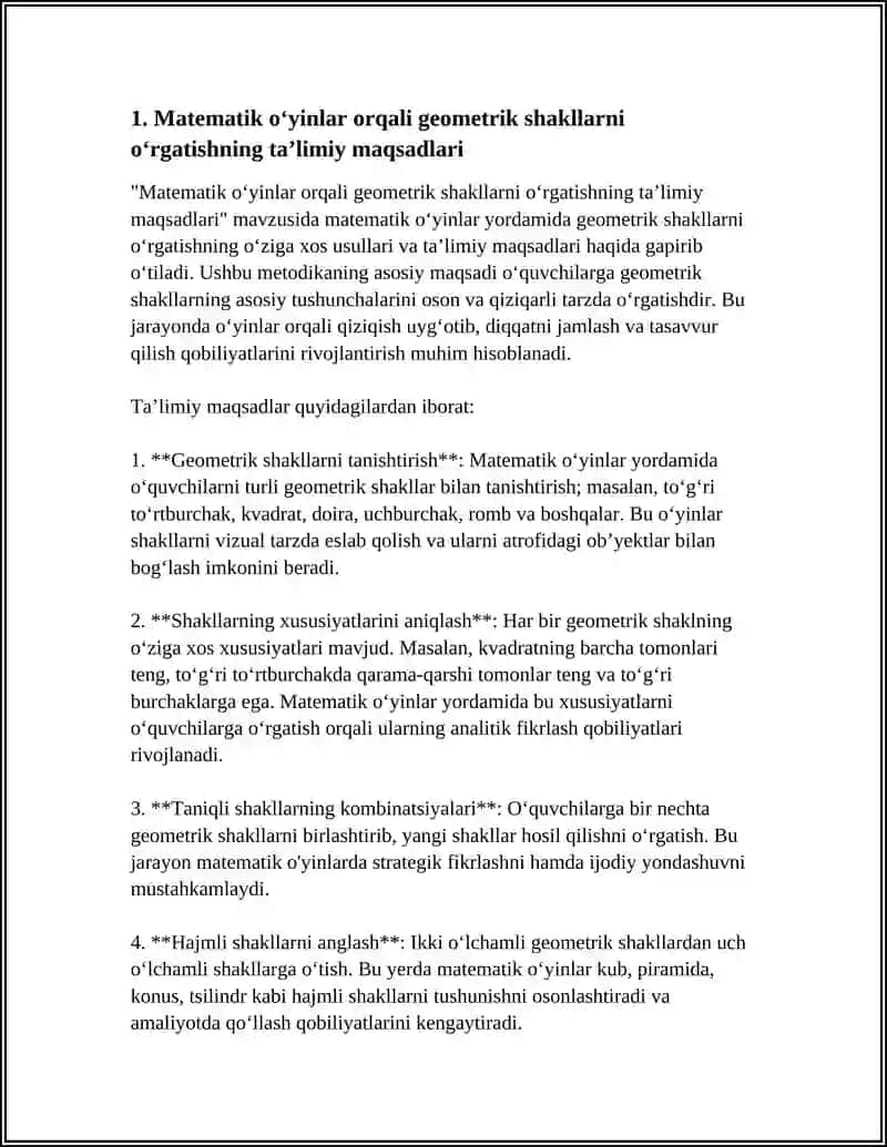 MATIMATIK OʻYINLAR YORDAMIDA GEOMETRIK SHAKLLARNI OʻRGANISH METODIKASI 3
