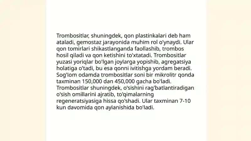 Umumiy qon taxlili interpretasiyasi trombositlar patalogiyasining kasalliklarda o'zgarishi 3