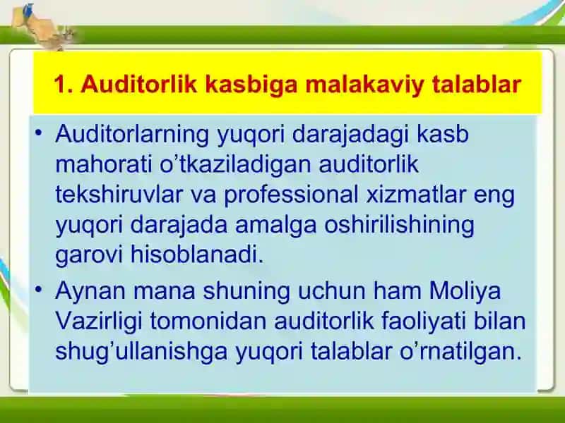 Auditorlik kasbiga malakaviy va axloqiy talablar 3
