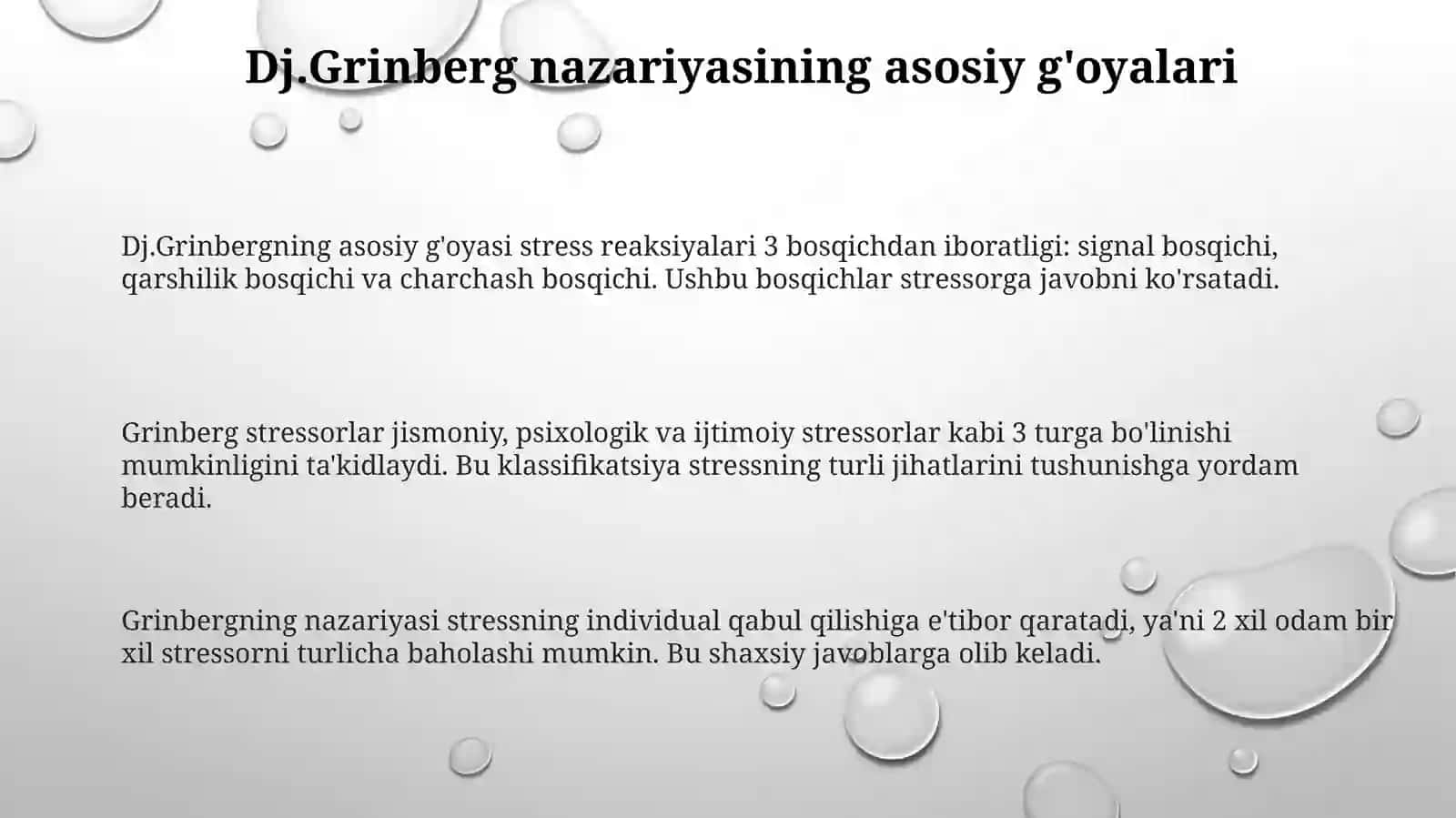 Dj.Grinberg stressorlarning ta’siri haqidagi nazariyasi 3