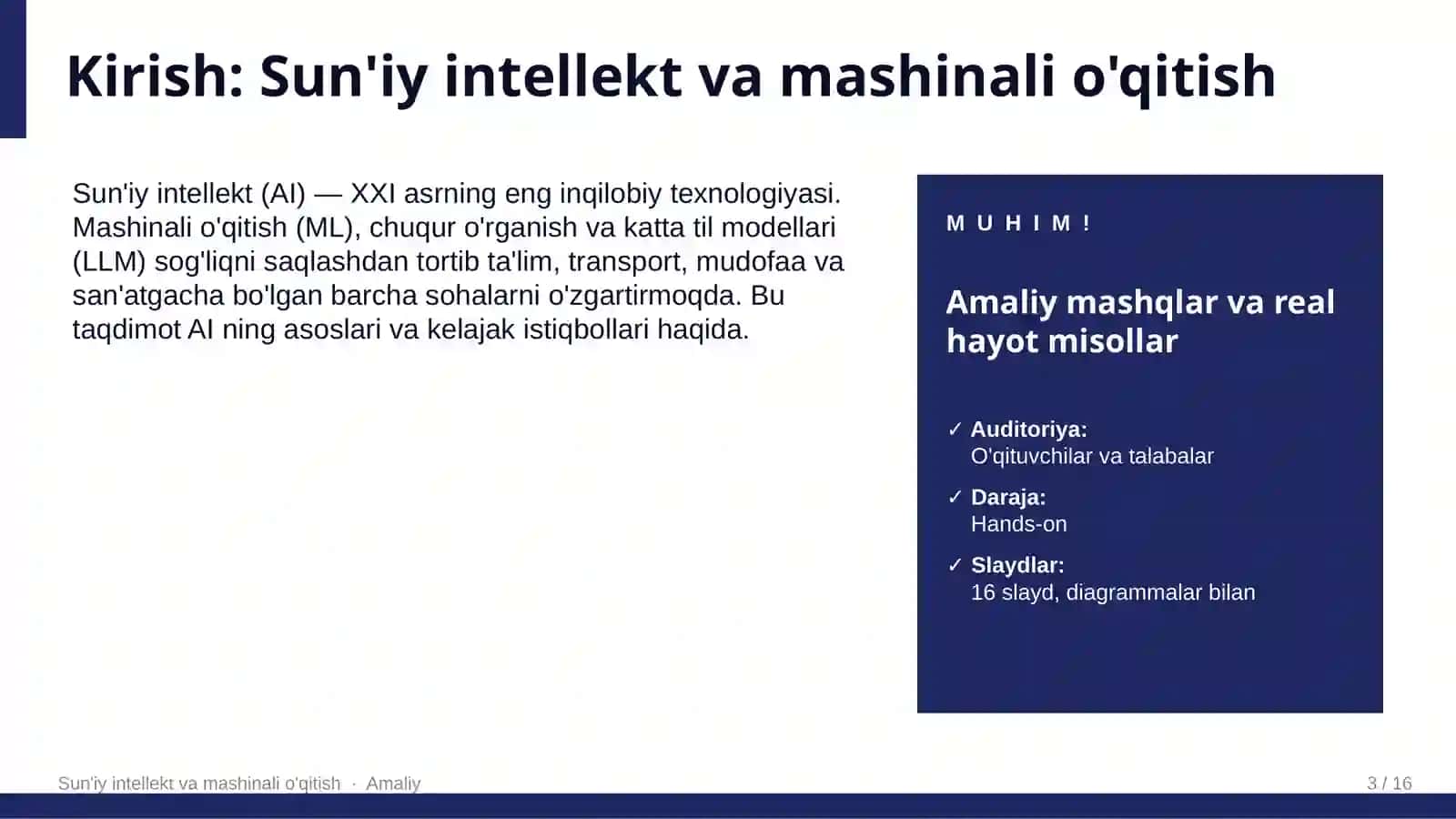 Sun'iy intellekt va mashinali o'qitish 3