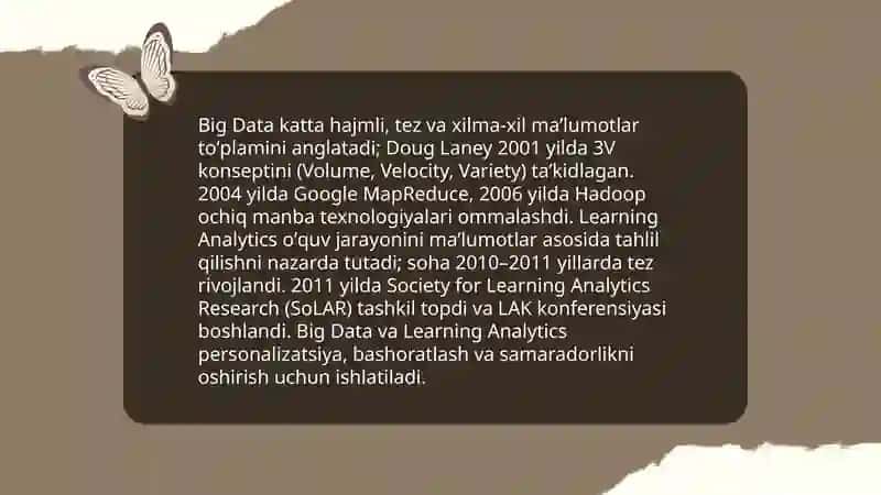 Big Data va Learning Analytics(oʼquv jarayonini tahlil qilish) texnologiyalarining taʼlimdagi oʼrni 3