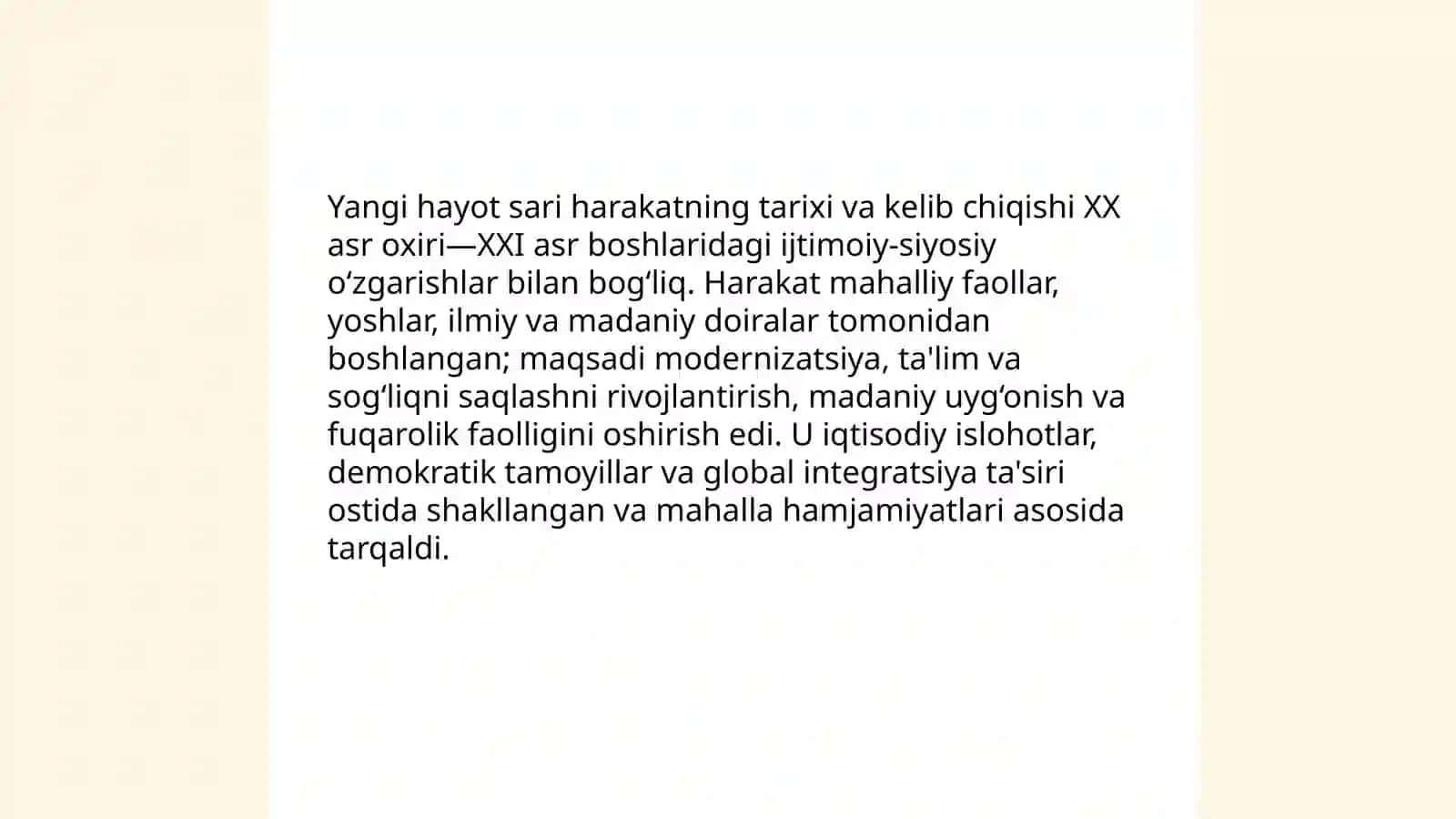 Yangi hayot sari harakat 3
