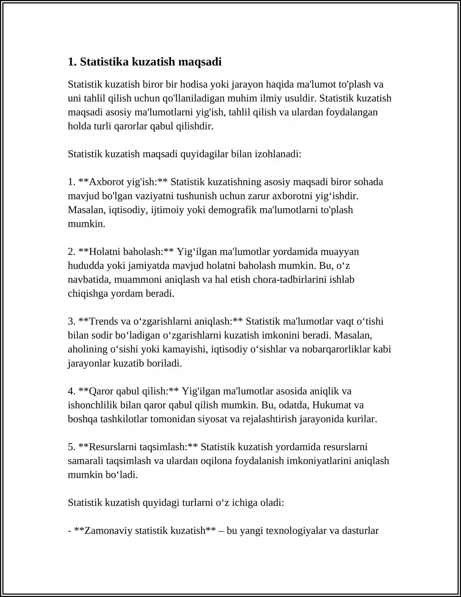 MUSTAQIL ISH Mavzu: STATISTIK KUZATISH USLUBIYATI 3