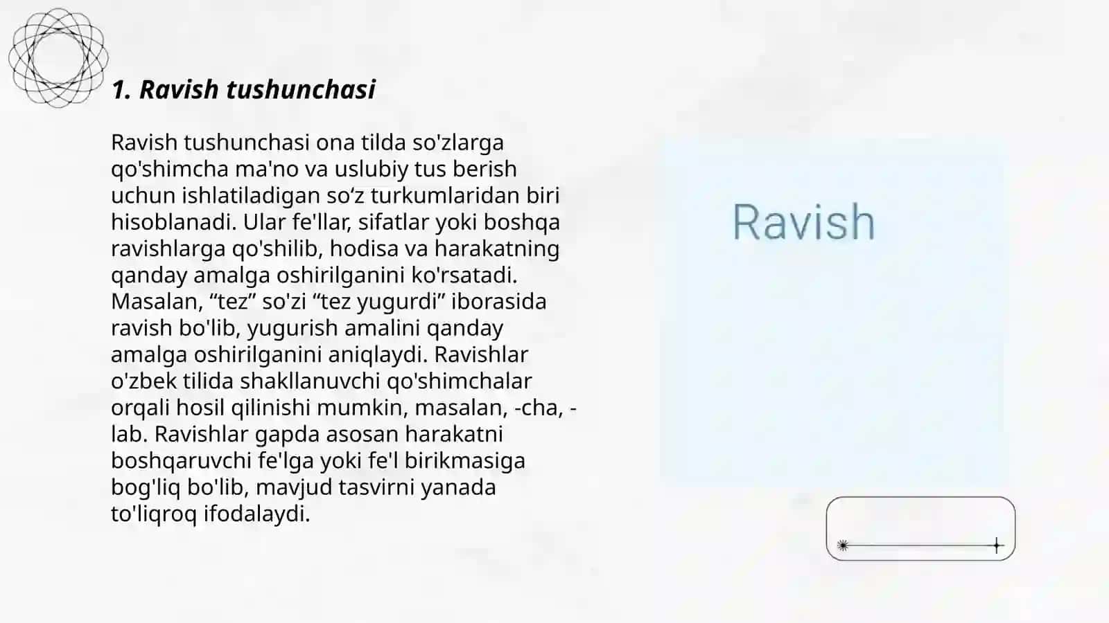 Ravish soʻz turkumi va uning grammatik xususiyati 3
