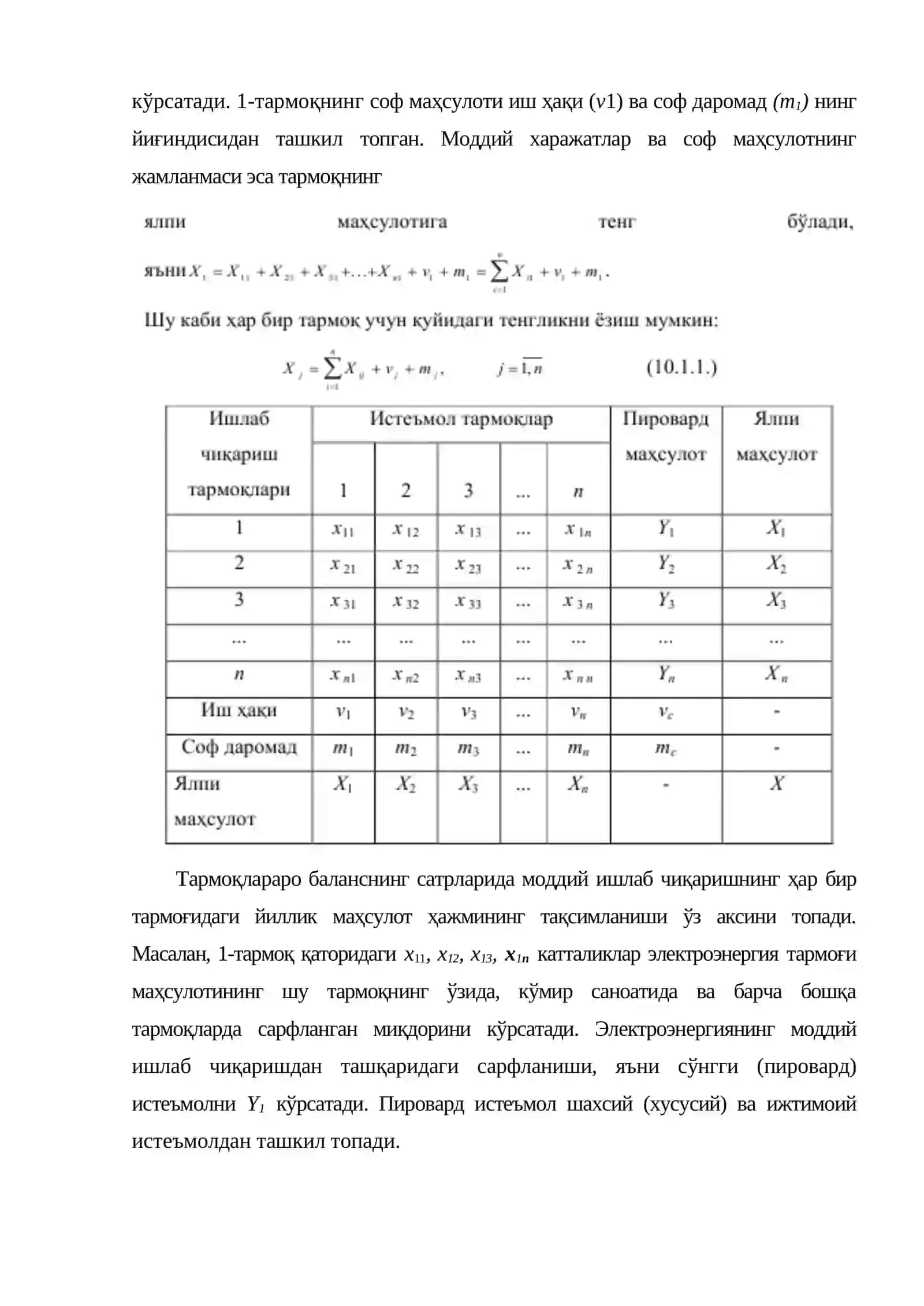 Статик тармоқлараро баланс модели 3