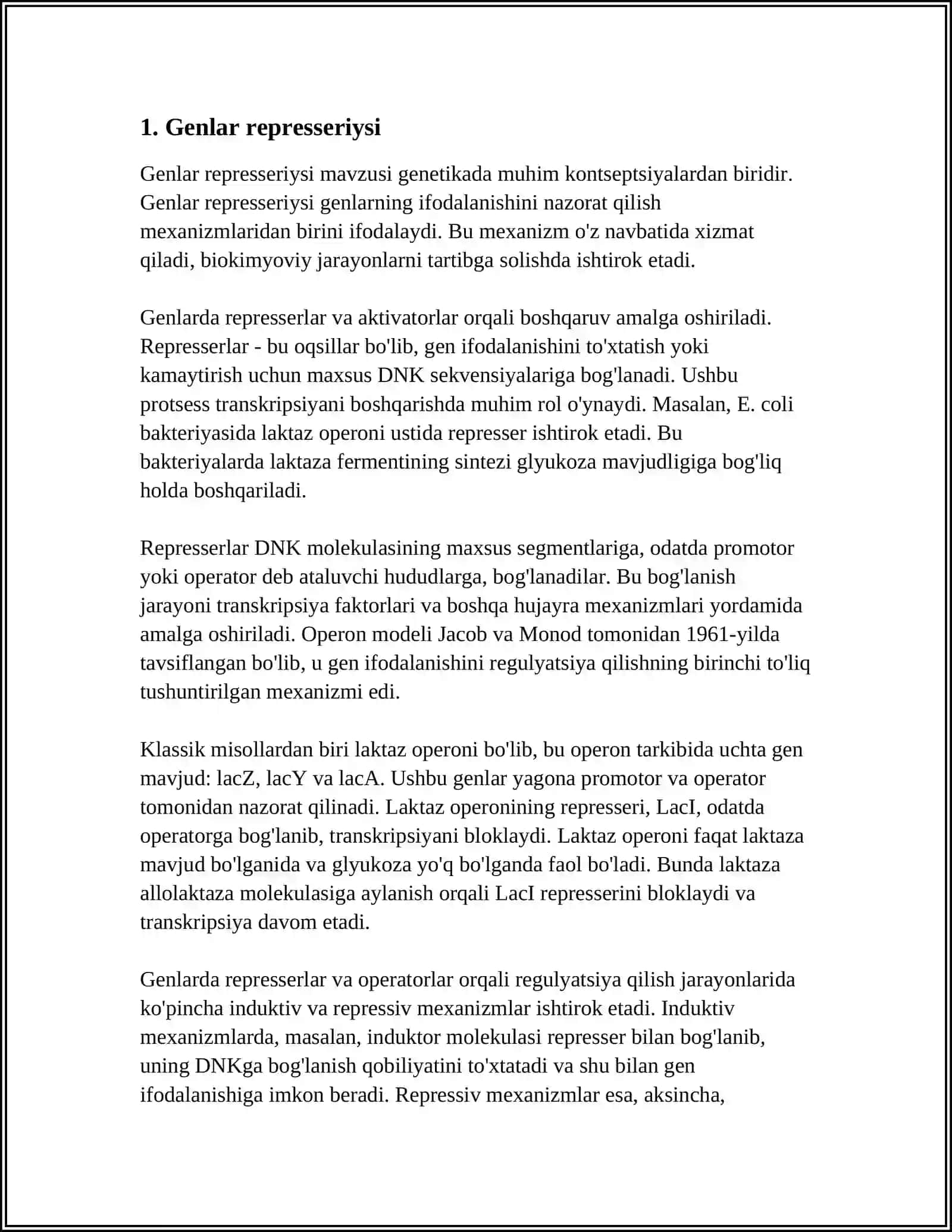GENLAR REPRESSIYASI. DNK NING XRAMASOMALAR TARKIBIDAGI TUZILISHI 3