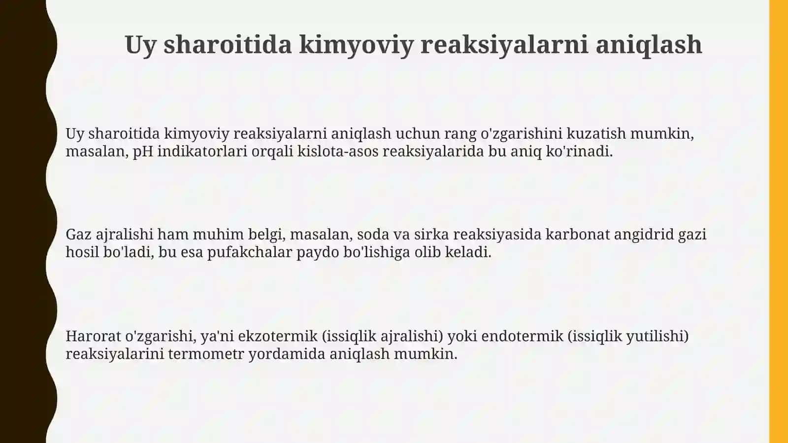 Uy sharoitida kimyoviy reaksiyalarni aniqlash 3