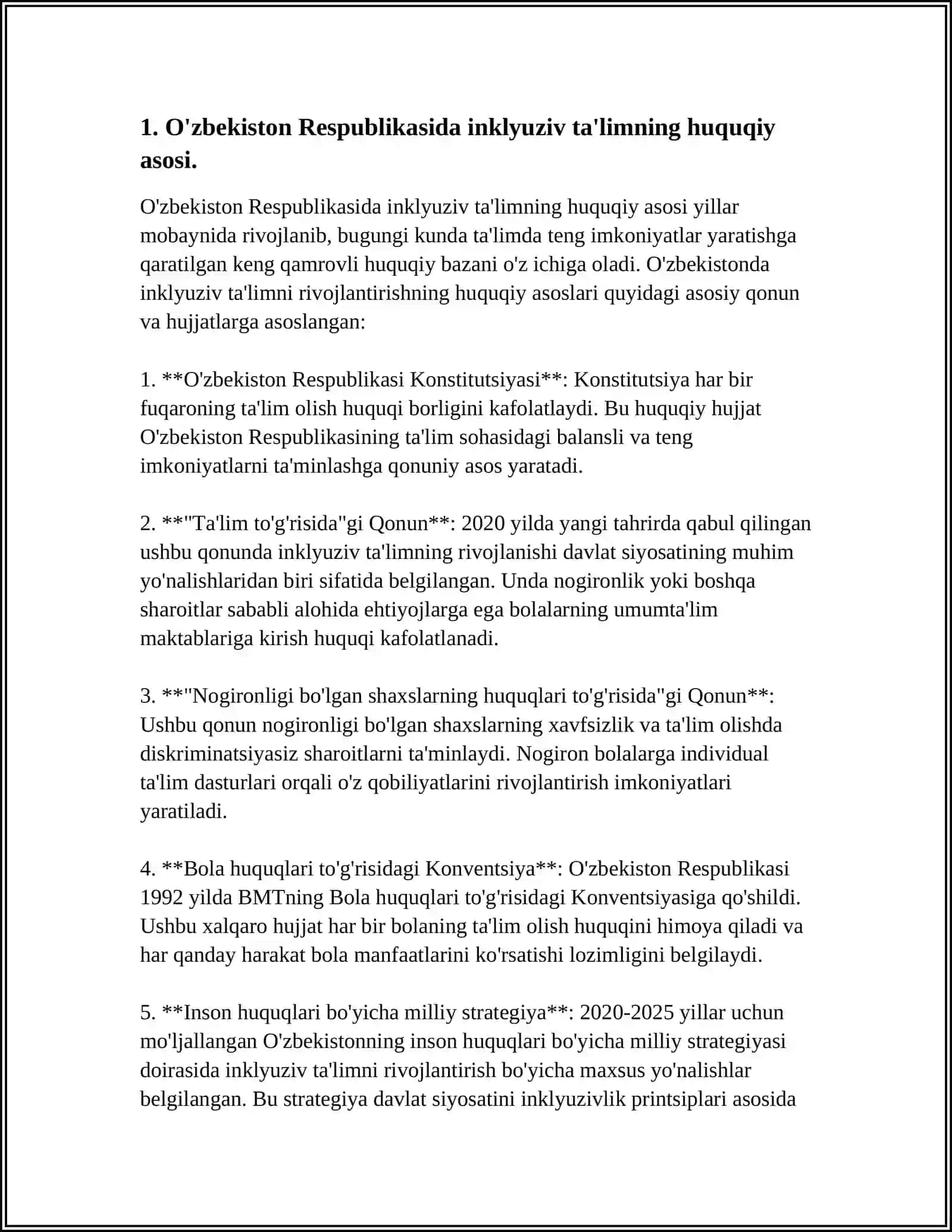 O'ZBEKISTON RESPUBLIKASIDA INKLYUZIV TA'LIMNI QO'LLAB-QUVVATLASHNING XUQUQIY ASOSLARI 3