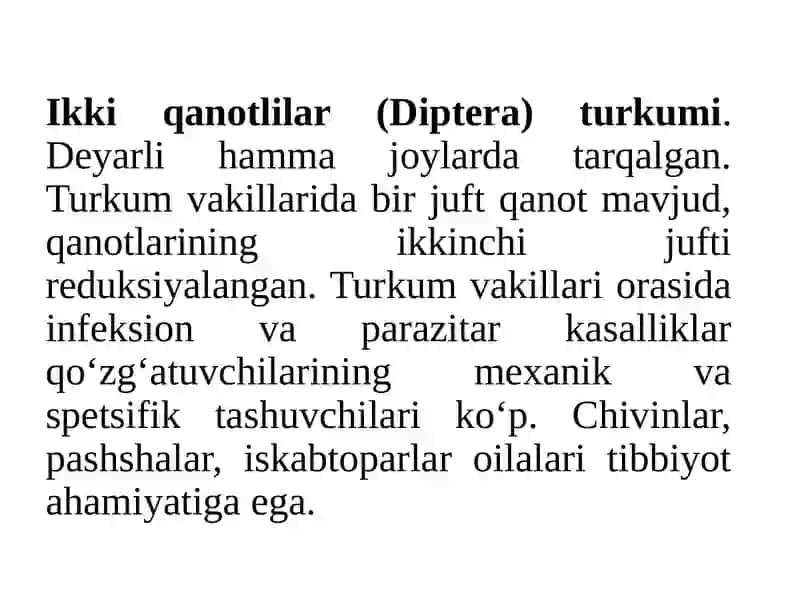 Odamlarda parazitlik qiluvchi hasharotlar (uy pashshasi, se-se pashshasi va so'nalar) 3