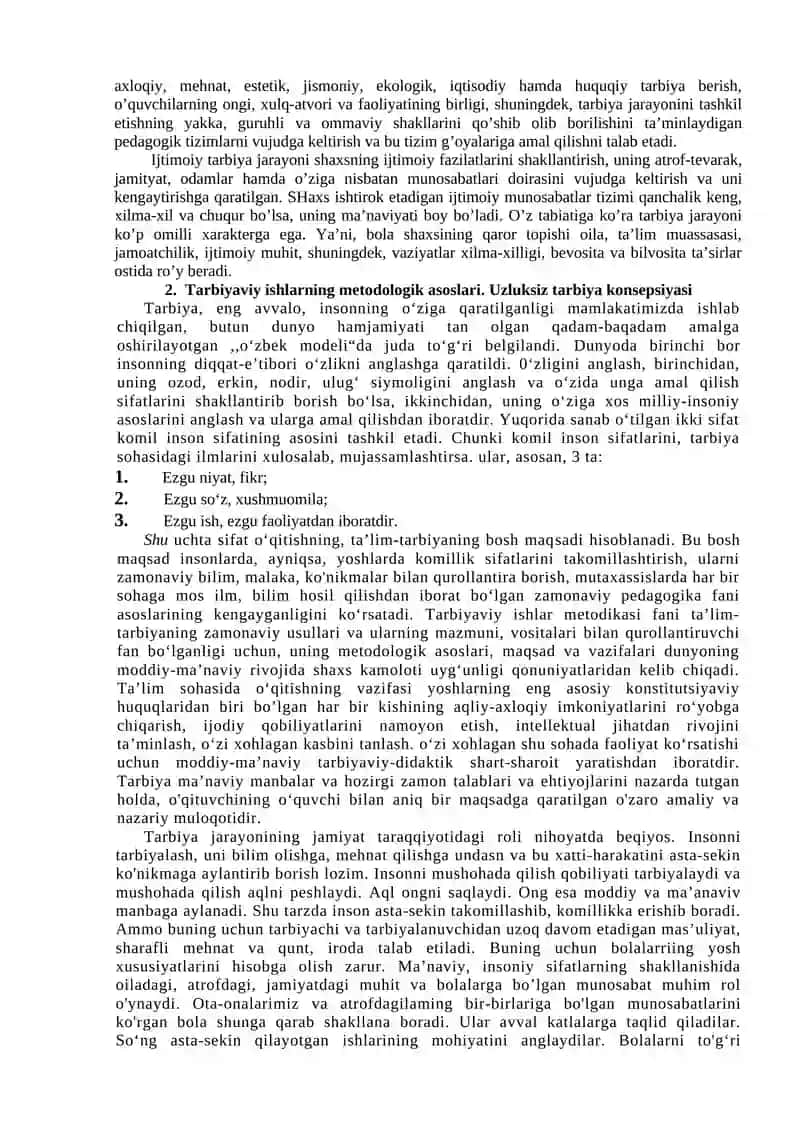 TARBIYAVIY ISHLAR METODIKASI FANINING MAQSADI VA VAZIFALARI 3