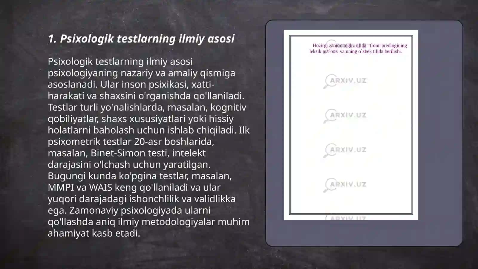 Hozirgi zamon psixologiyasida testning dolzarb muammosi 3