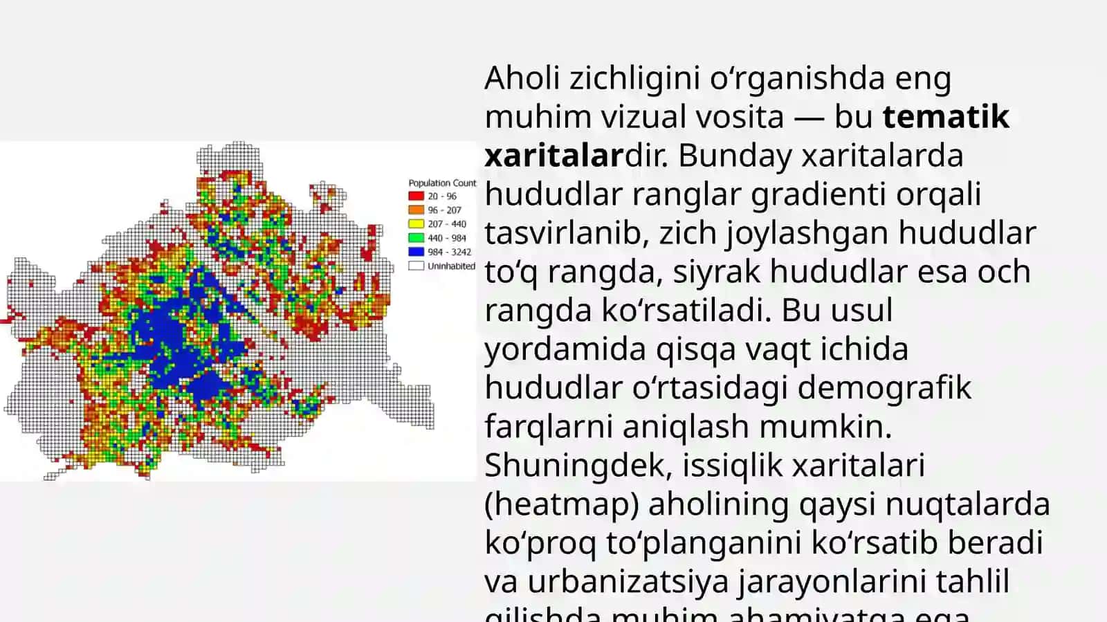 Aholi zichligini aniqlash va tahlil qilishda GAT 3