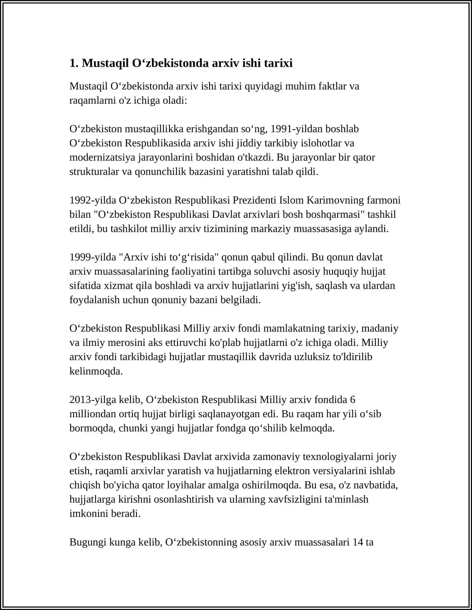 MUSTAQIL ÓZBEKISTONDA ARXIV ISHI 3