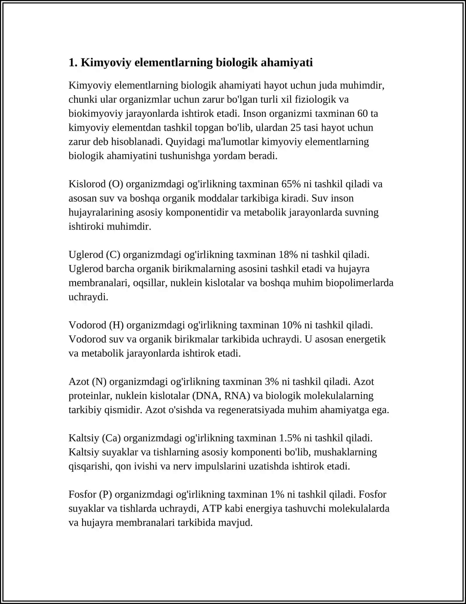 KIMYO FANINI BOSHQA (BIOLOGIYA, EKOLOGIYA, GEOGRAFIYA) FANLARI 3