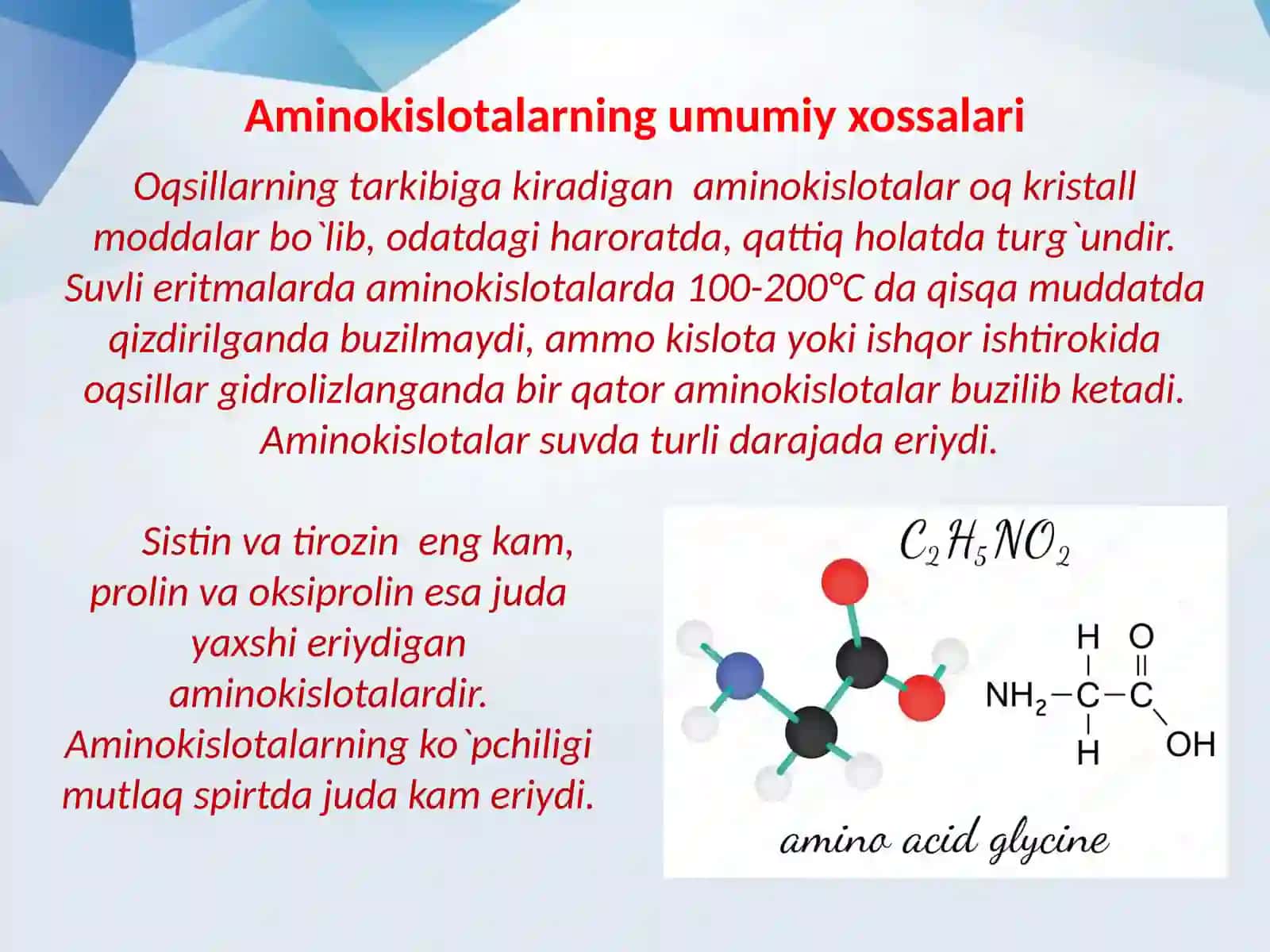Protogenli aminokislotalar polipeptid zanjirlarning alfa VA Betta strukturasi oqsillarning strukturalari 3