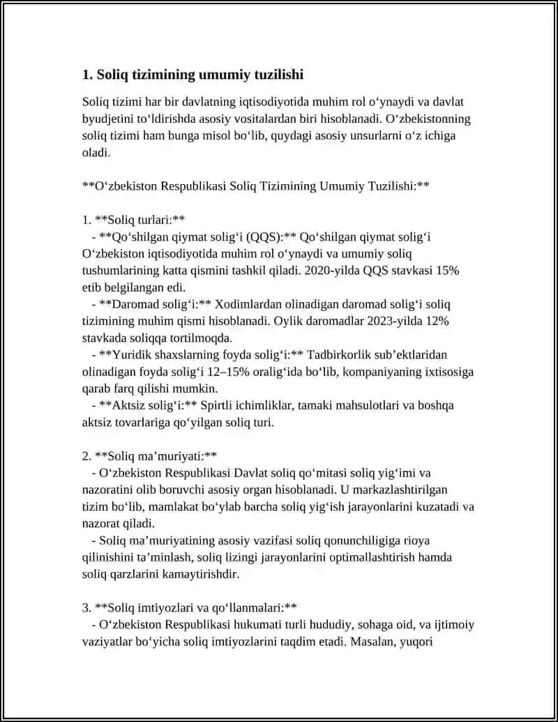 O'ZBEKISTON RESPUBLIKASI SOLIQ TIZIMINING UMUMIY TAVSIFI 3