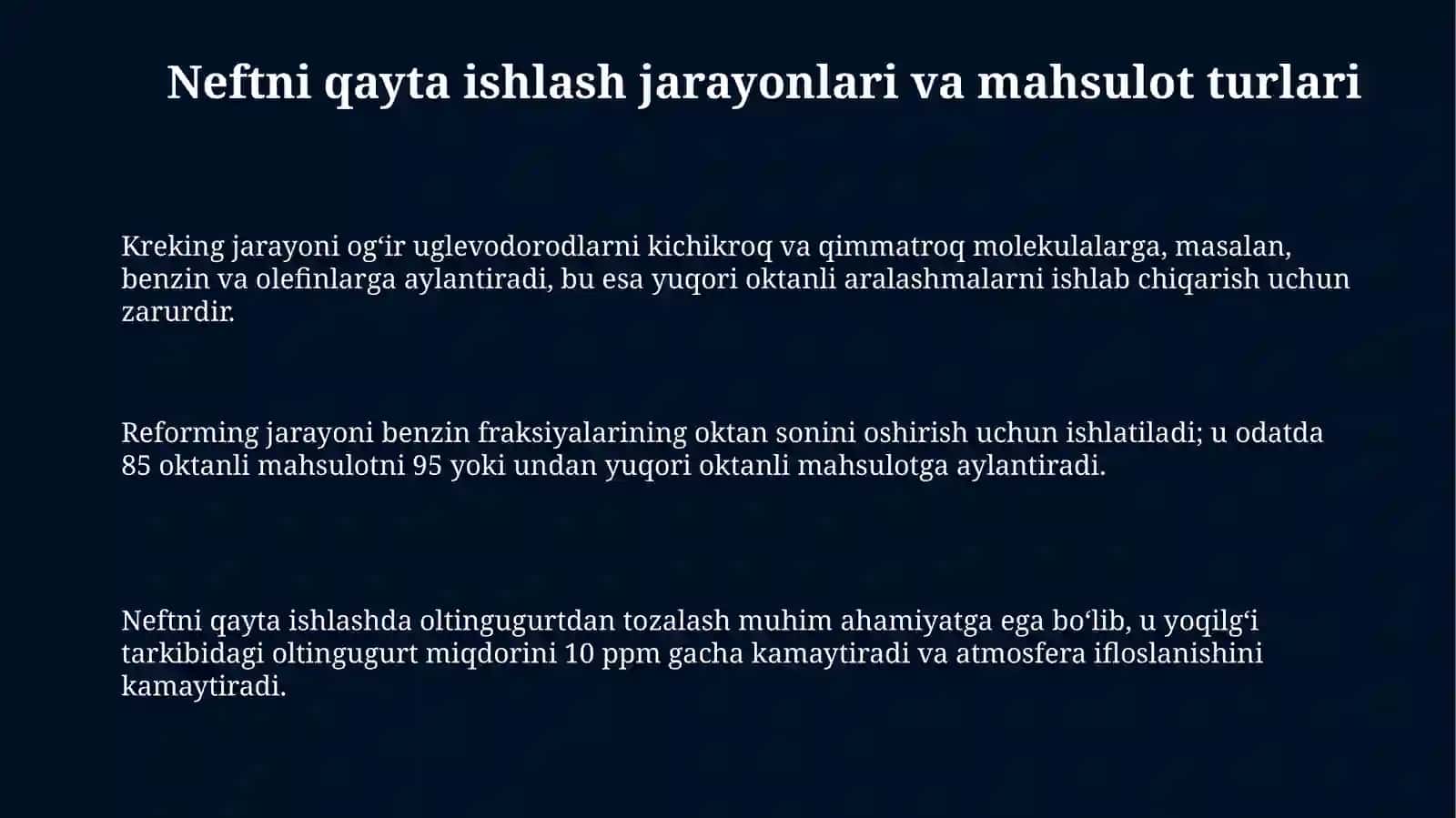 Neft va gazni qayta ishlash, mahsulotlarini fizik, kimyoviy tahlilqilish 3