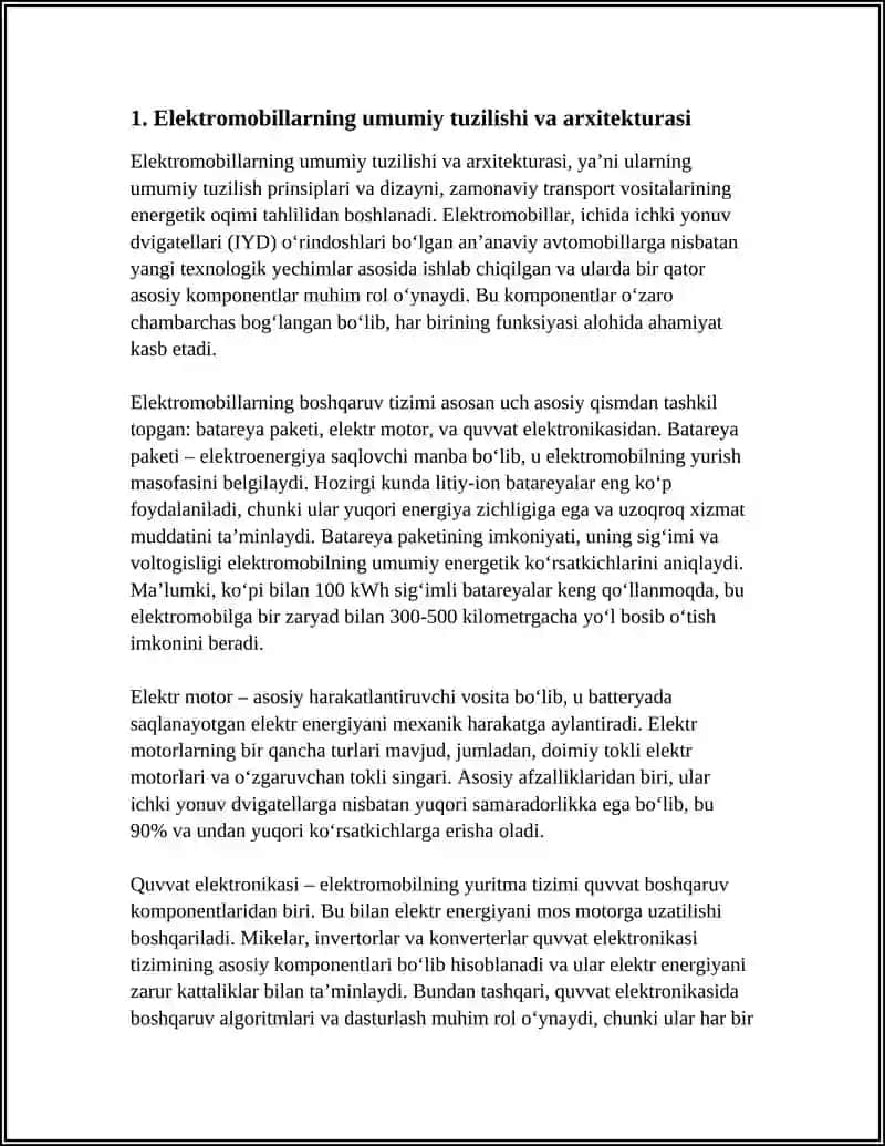 ELEKTROMOBILLARNI TUZILISHI VA ISH JARAYONINI OʻRGANISH 3