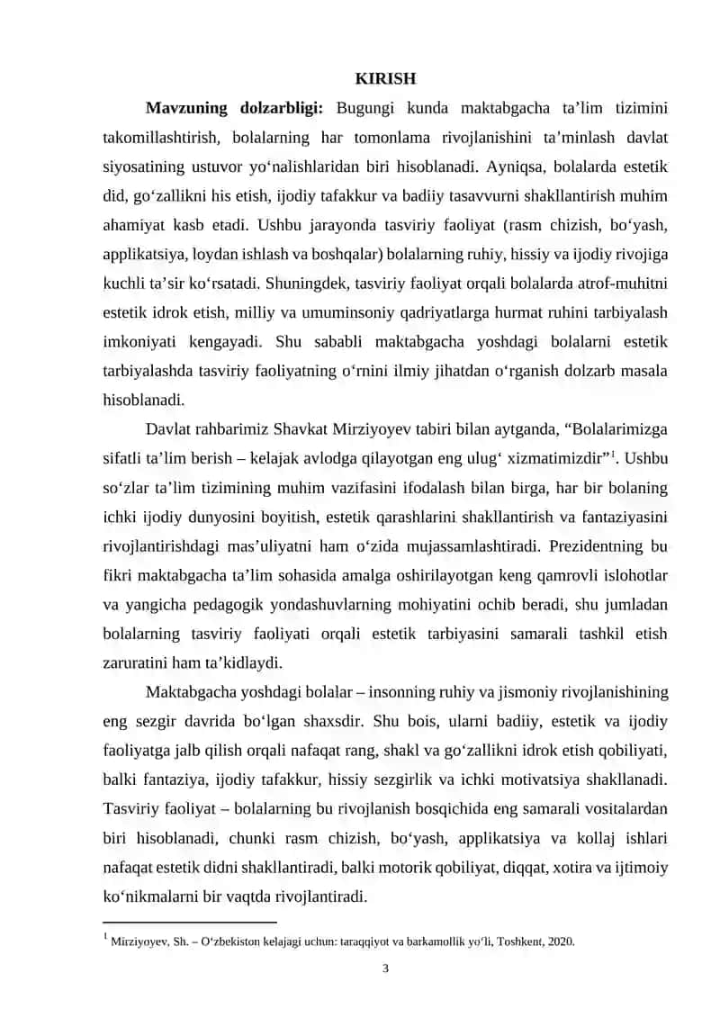 MAKTABGACHA YOSHDAGI BOLALARNI ESTETIK TARBIYALASHDA TASVIRIY FAOLIYATNING O‘RNI 3