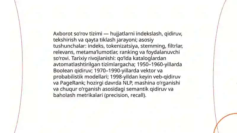 Axborot soʻrov tizimlari.Axborot muloqot tizimlari 3