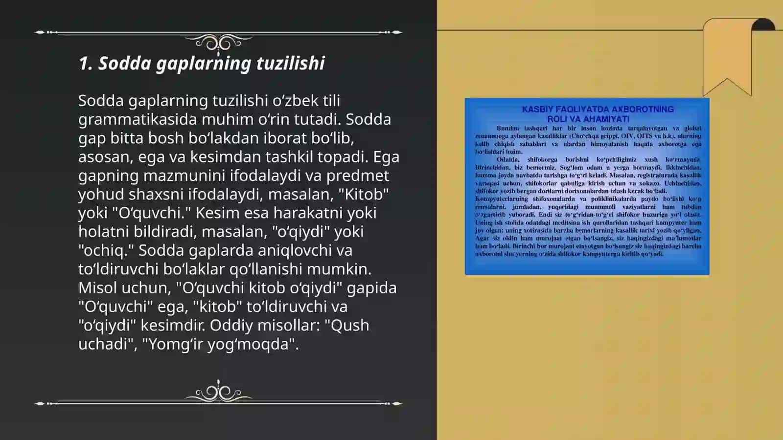 Sodda gapning lisoniy sintaktik xususiyatlari va nutqiy voqealanishi 3