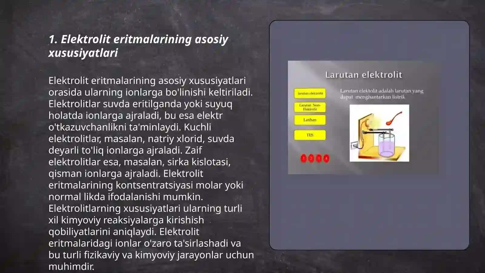 Elektrolit eritmalarning elektr oʻtkazuvchanligi 3