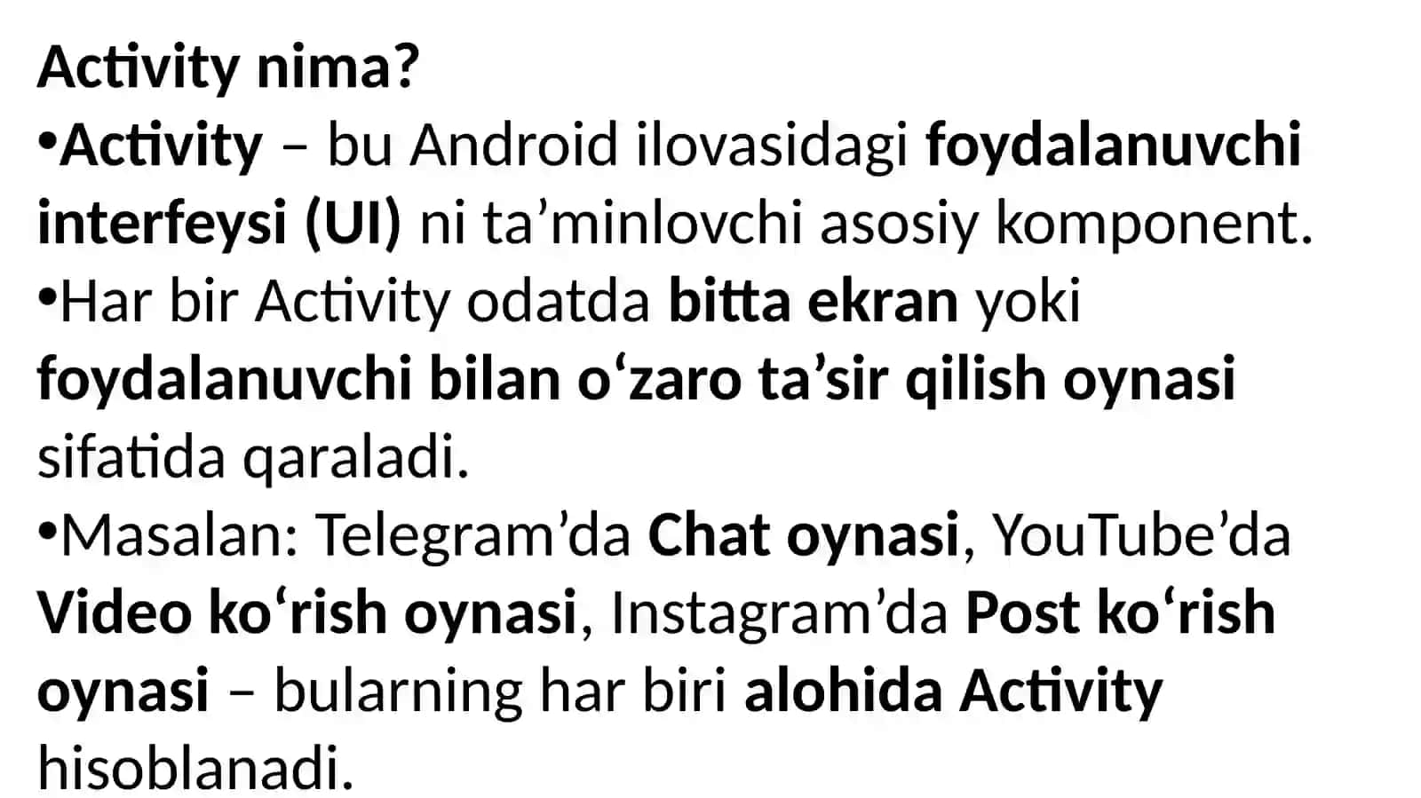 Android ilova komponentalari 3