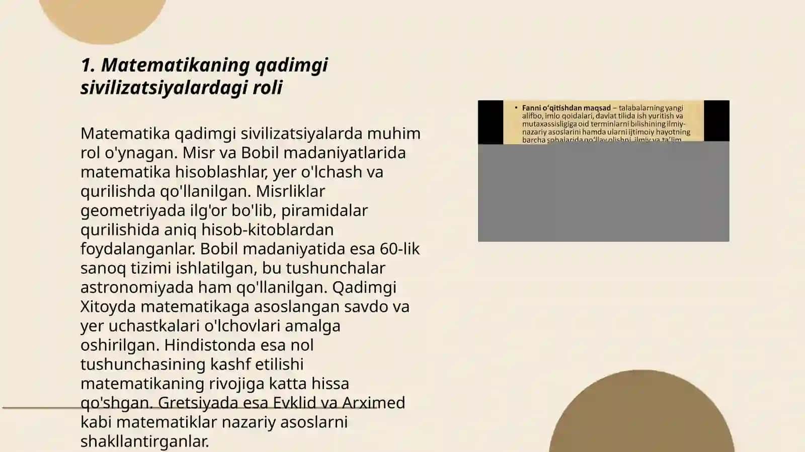 Matematika fanining dunyo madaniyati va tarixdagi tutgan oʻrni 3