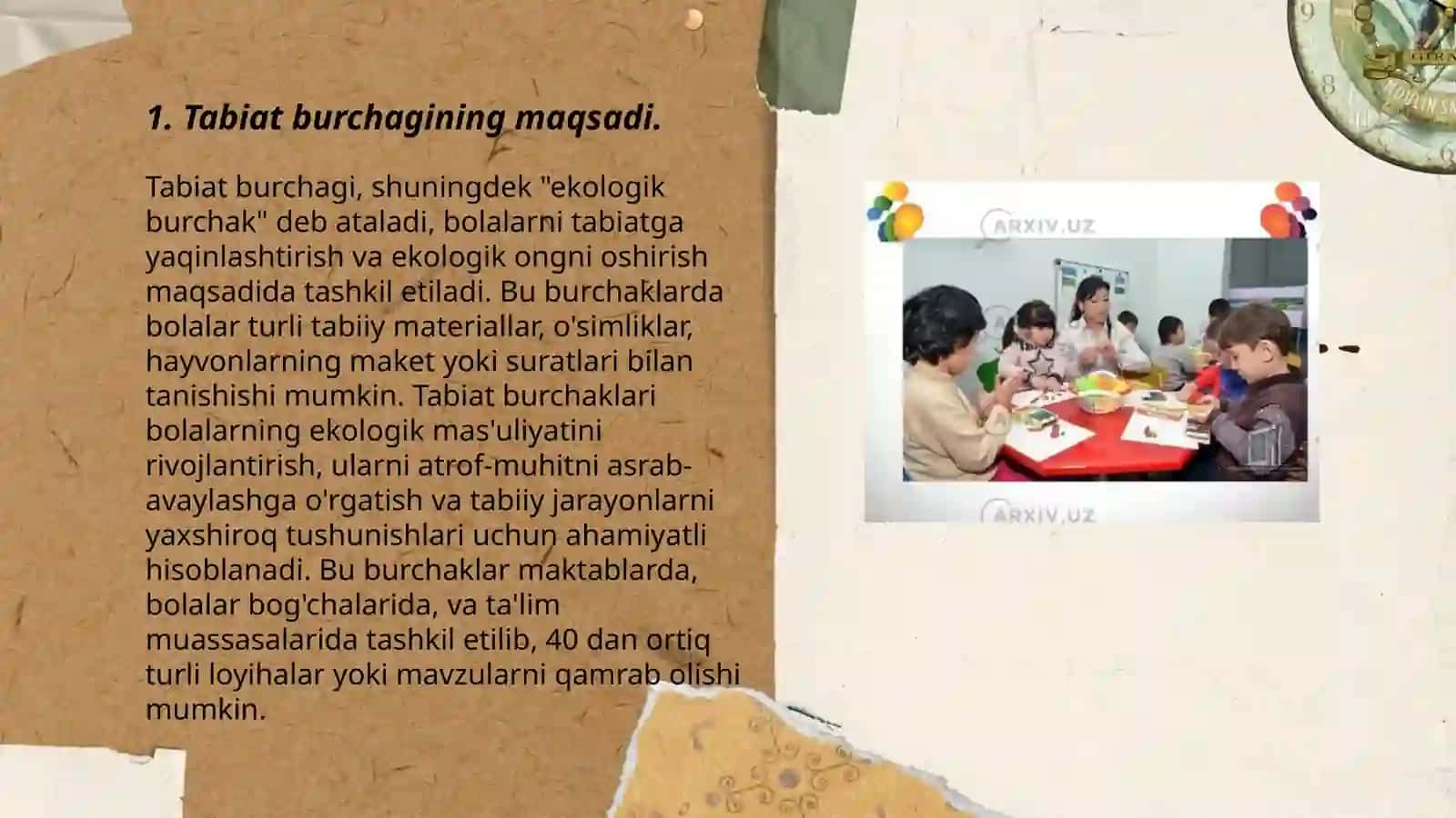 Tabiat burchagini tashkil etish va unga qòyiladigan talablar 3
