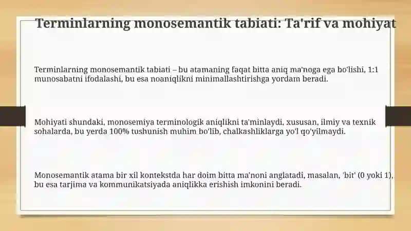 Terminlarning monosemantik xarakteri 3