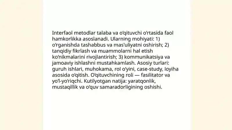 Interfaol metodlar va ularning mohiyati 3