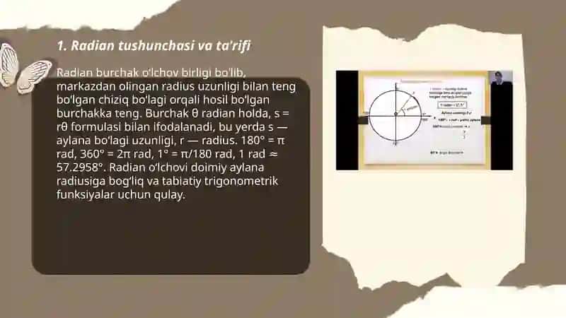 Burchakning radian oʻlchovi 3
