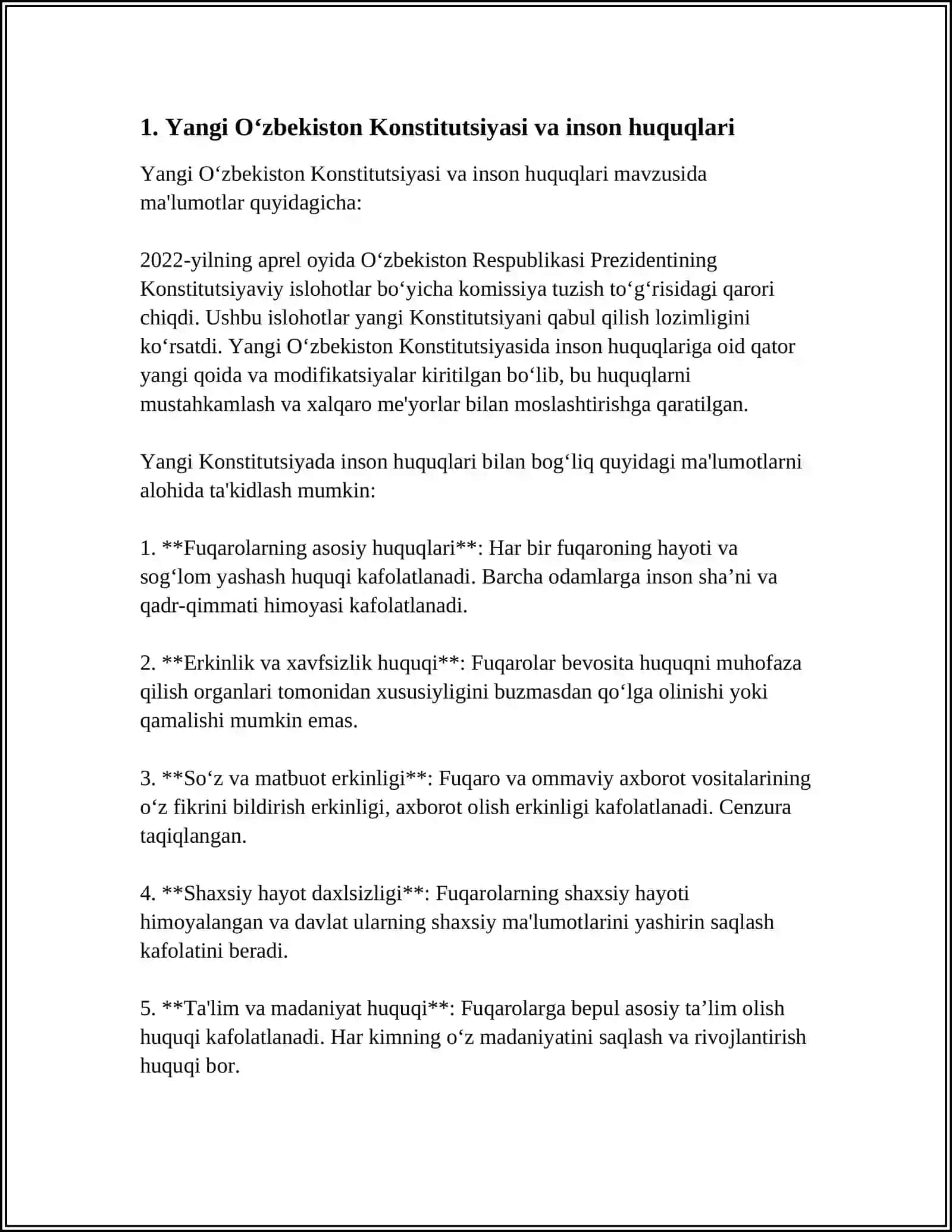 YANGI O‘ZBEKISTONDA INSON HUQUQ VA ERKINLIKLARI KAFOLATLARINING YARATILISHI 3
