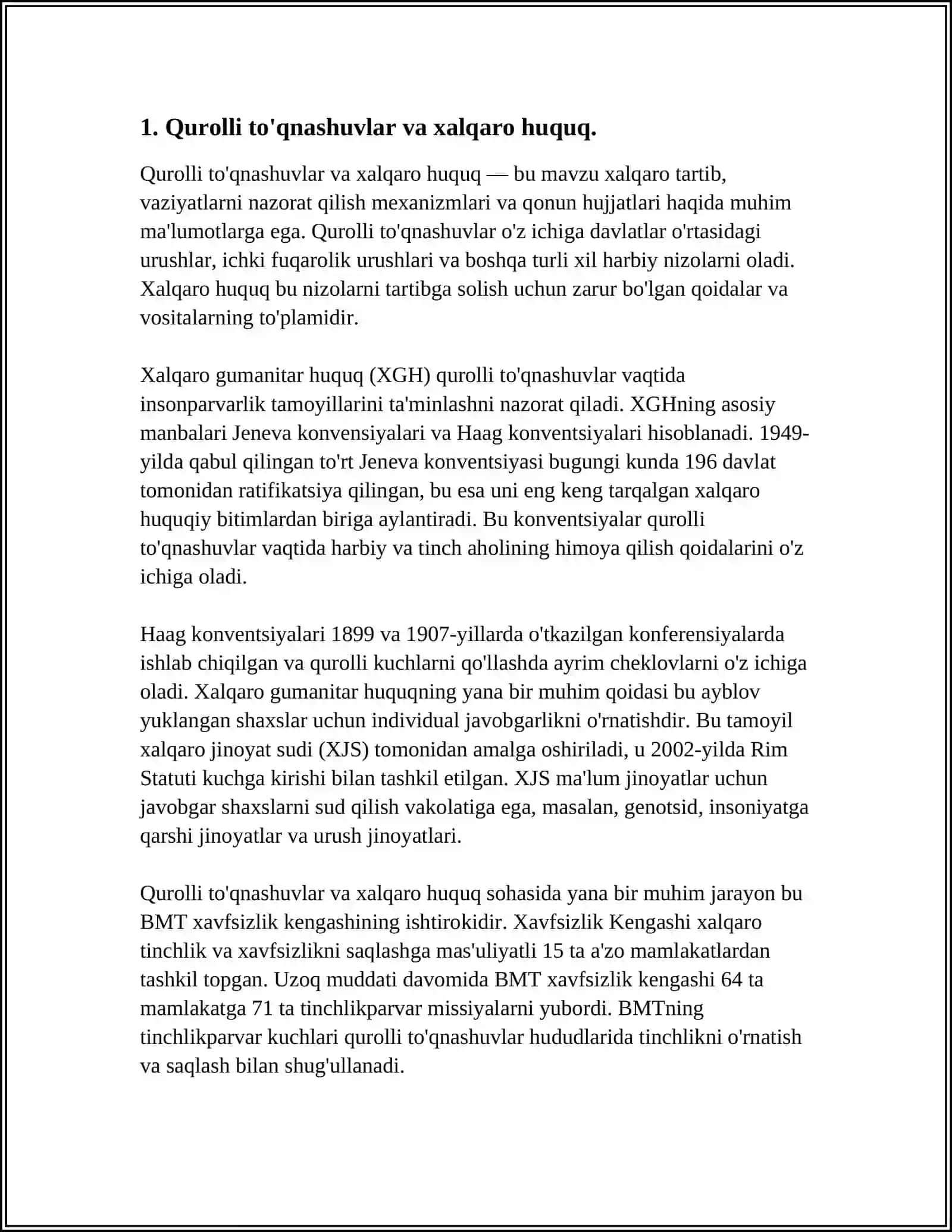 QUROLLI TOʻQNASHUVLAR HUQUQIGA MUVOFIQ HARBIY OBYEKTLAR VA FUQARO OBYEKTLARI 3