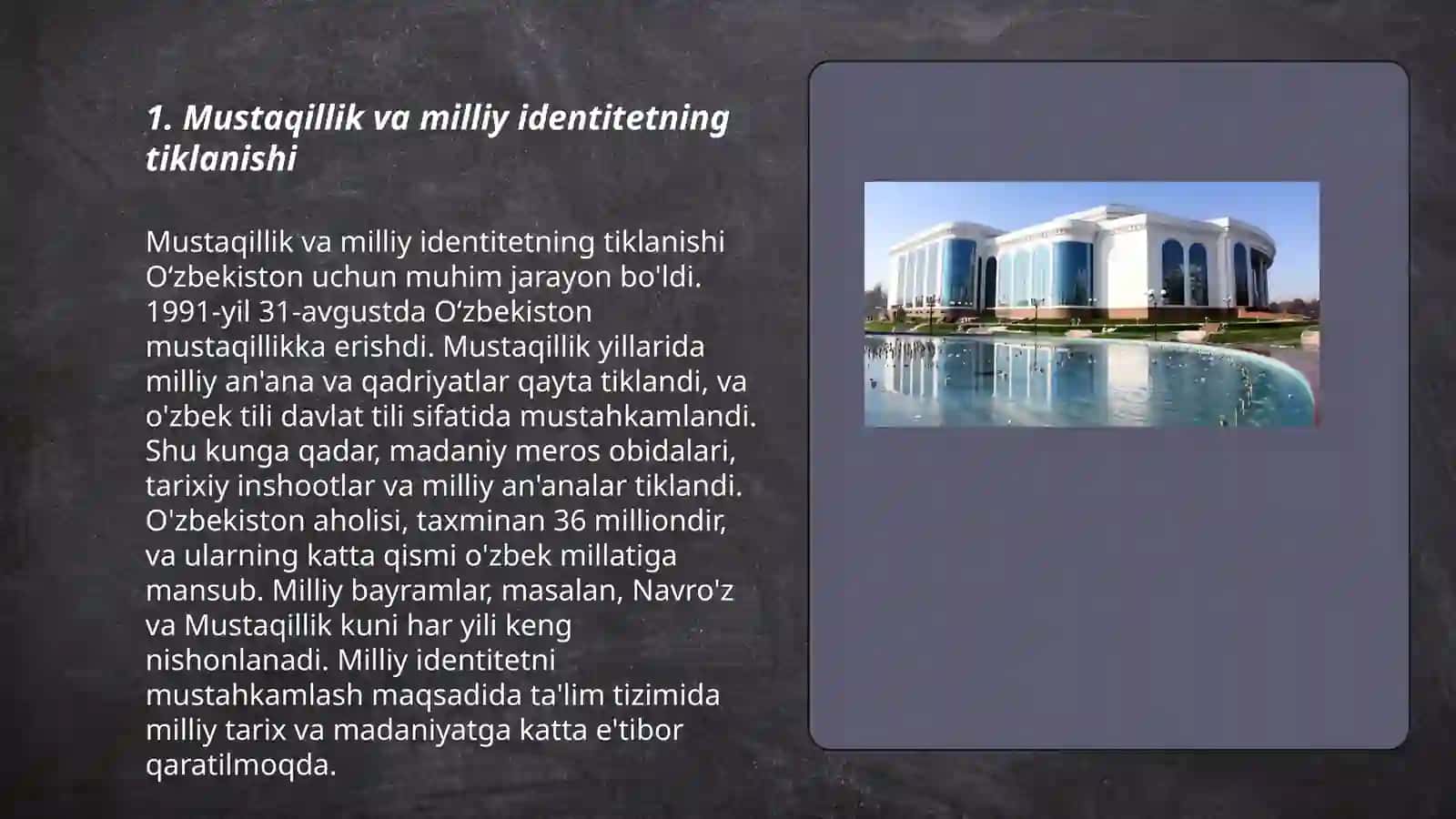 Mustaqillik yillarida Ozbekistondagi manaviy va madaniy taraqiyoti 3