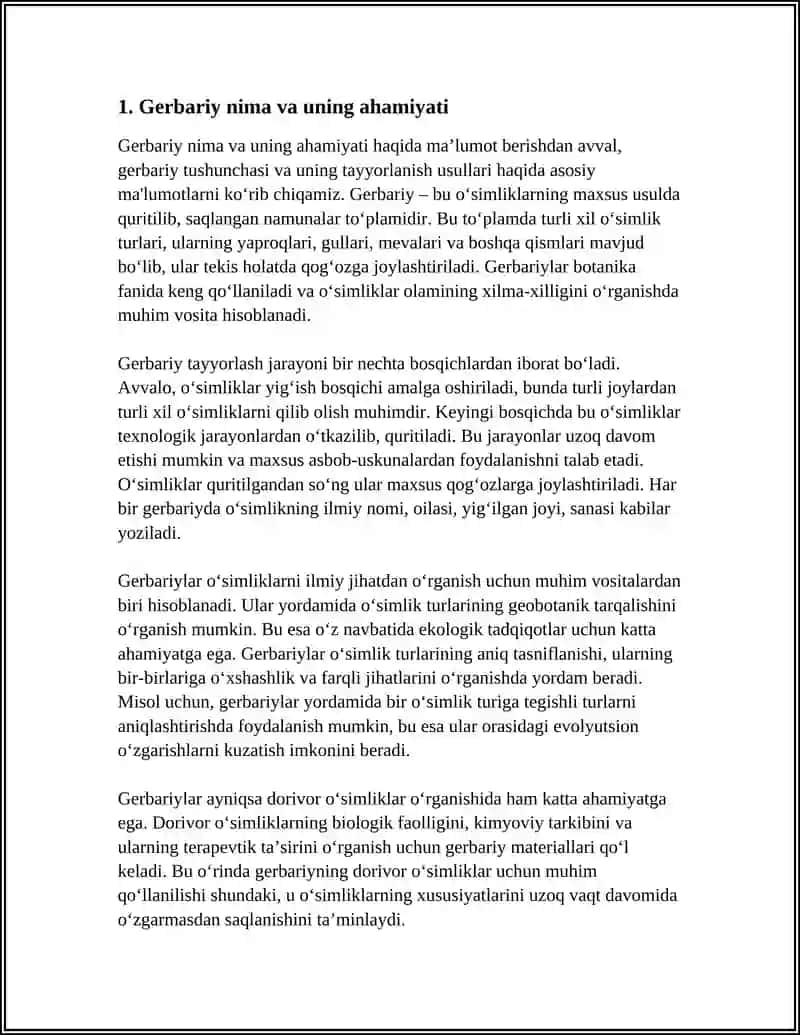 GERBARIY TAYYORLASH VA TAYYORLASH USULLARI HAQIDA MA’LUMOT BERISH 3