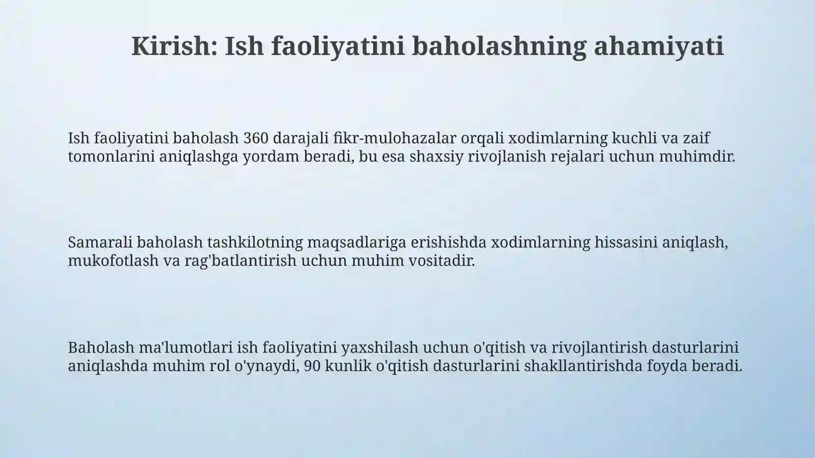 Ish faoliyatini baholashning ahamiyati 3