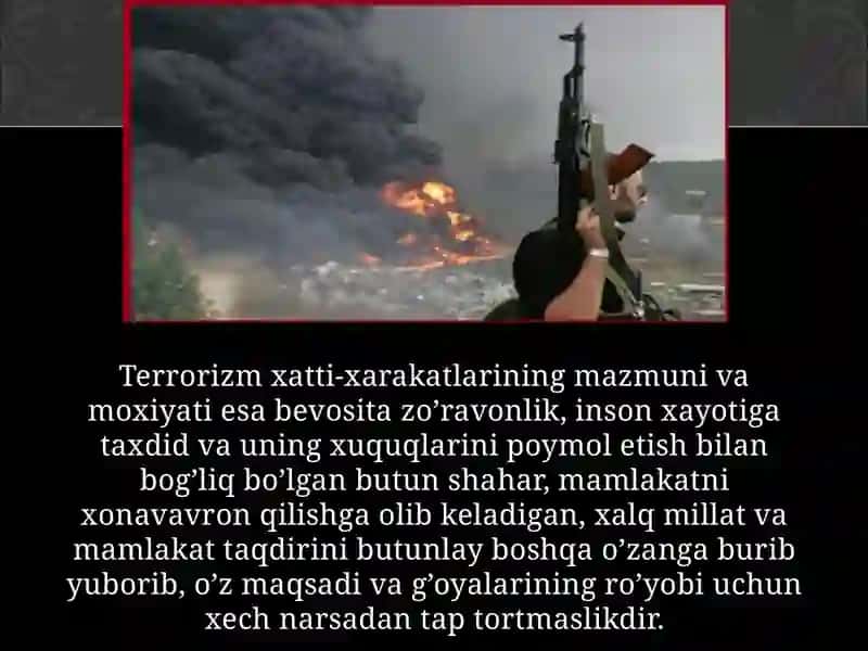 Tеrrоrchidiniyekstrеmistiktashkilоtlarningfaоliyati,хalqarоtеrrоrimzmgaqarshikurashdasturi. 2 3