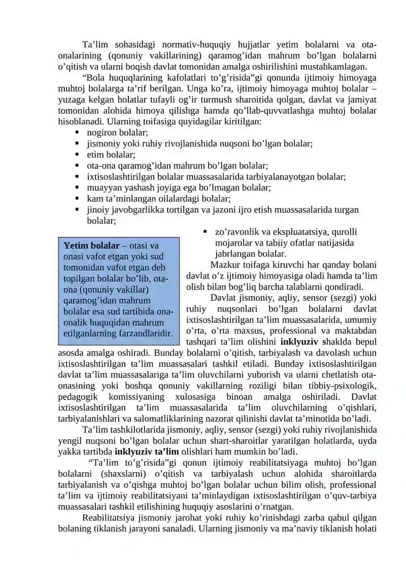6-mavzu Ta’limda ijtimoiy himoya va javobgarlik masalalari 3