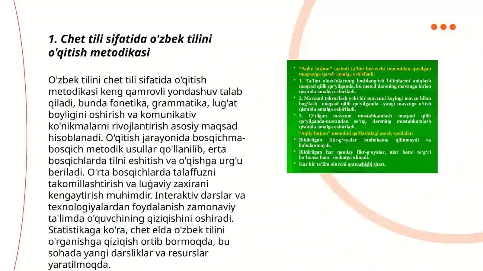 O'zbek tilini o'qitish metodikasi 3