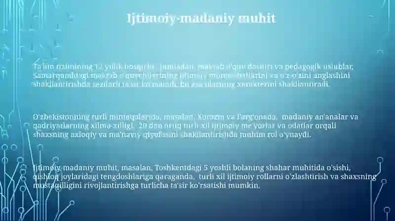 Xarakter shakllanishiga ta'sir etuvchi omillar 3