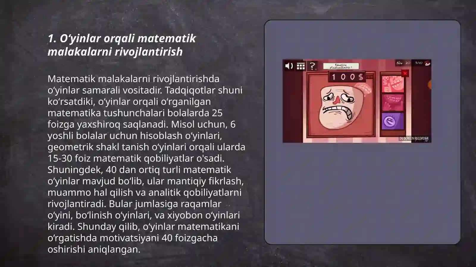 Oʻyinlar orqali matematik malakalarni rivojlantirish 3