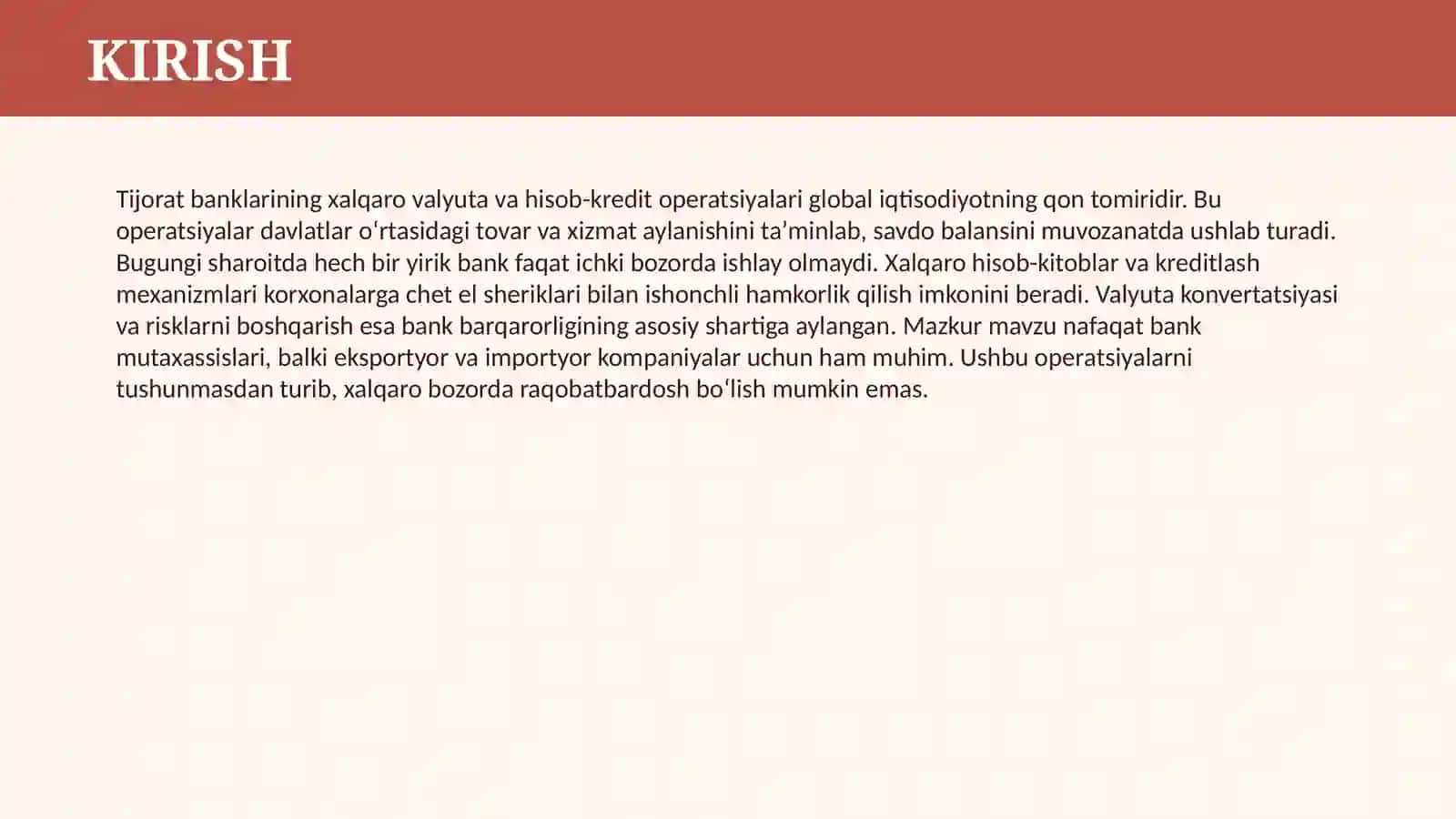 TIJORAT BANKLARINING XALQARO VALYUTA VA HISOB KREDIT OPERATSIYALARI 3