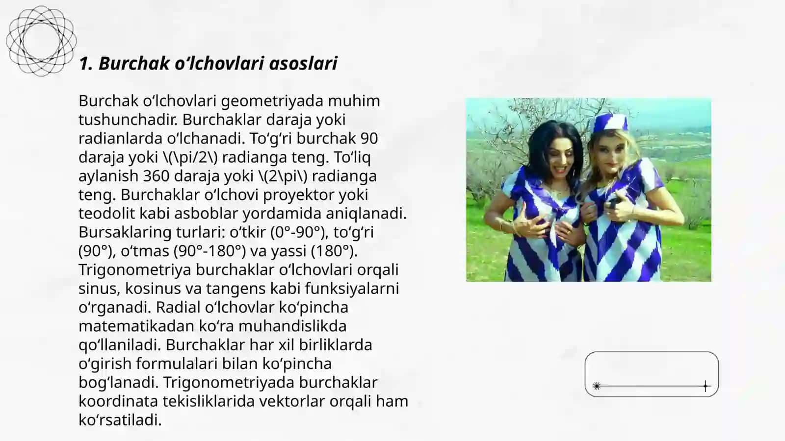 Burchak o‘lchovlari asoslari 3