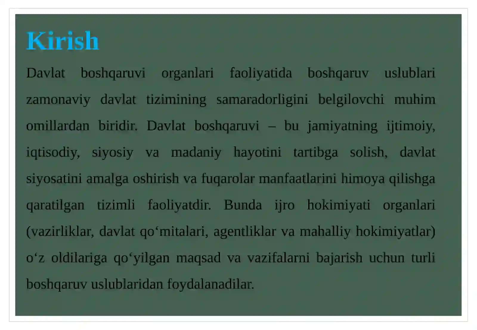 Davlat boshqaruvi organlari faoliyatida boshqaruv uslublari 3