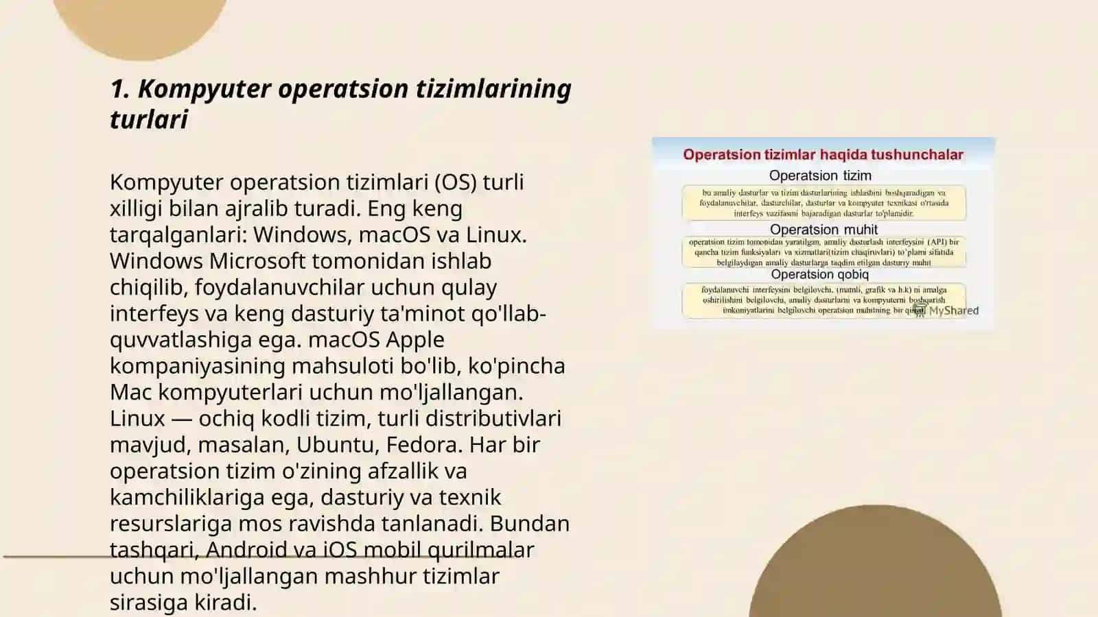 Kompyuter va mobil qurilmalar operatsion tizimlari 3