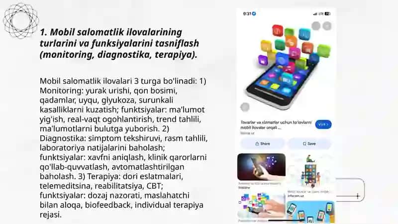 Mobil ilovalar yordamida salomatlik monitoringi: Ilovalar tahlili 3