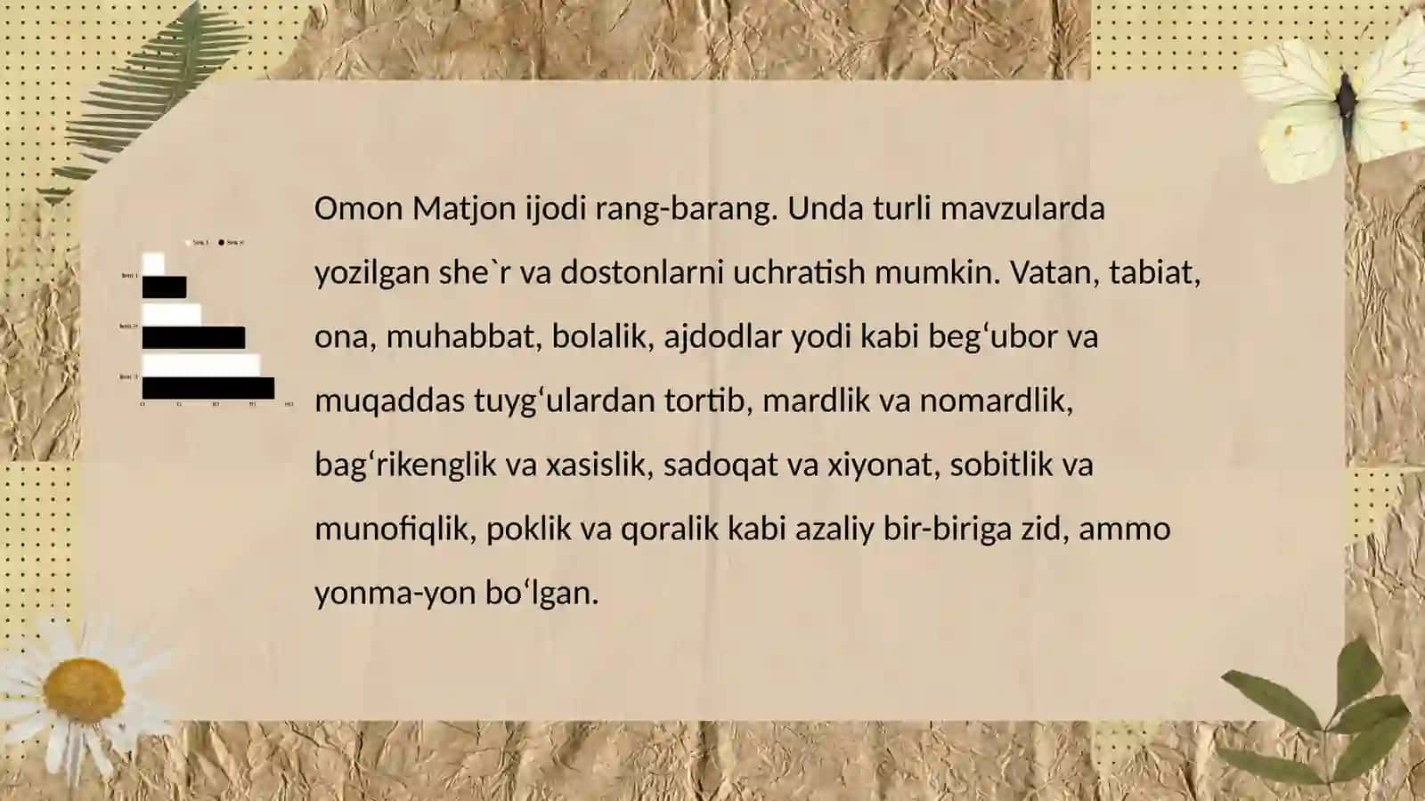 Lirik asarlarni o'qitish Omon Matjon she'ri asosida 3