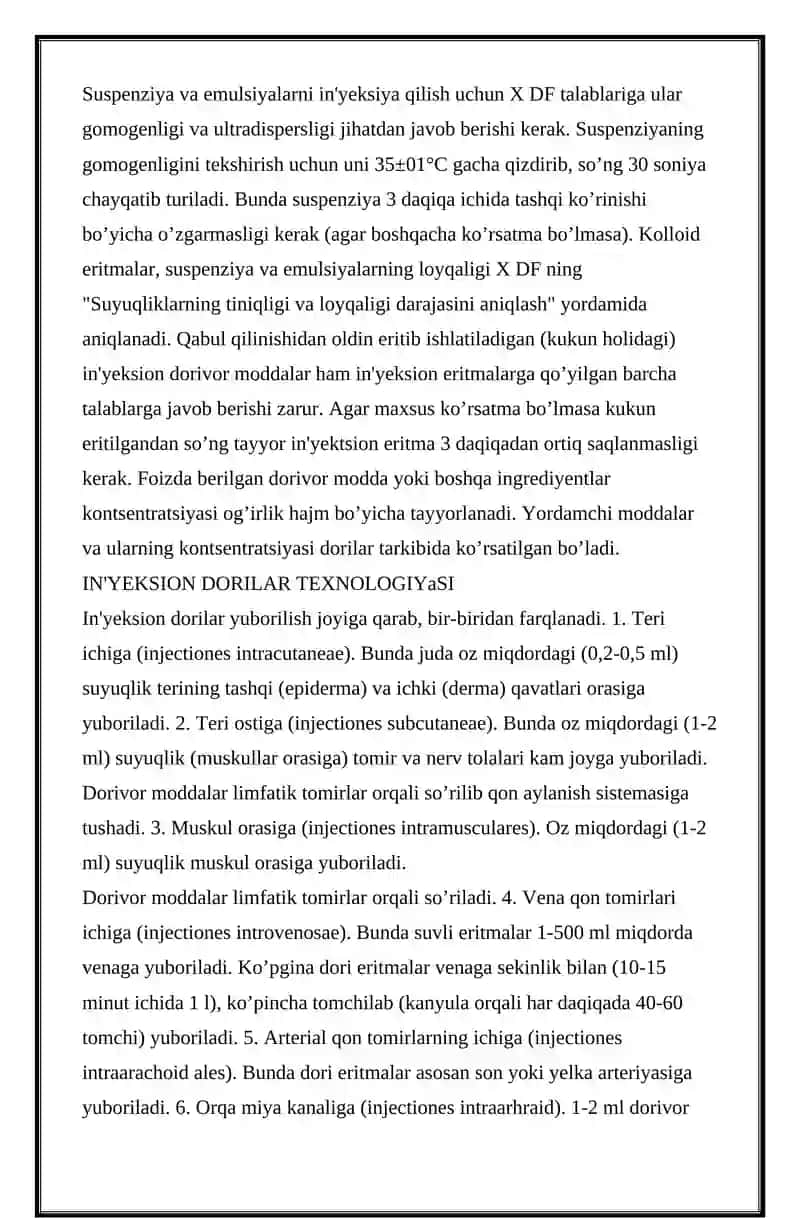 Stabilizator qo’shib tayyorlanadigan in’yeksion eritmalar tayyorlash 3